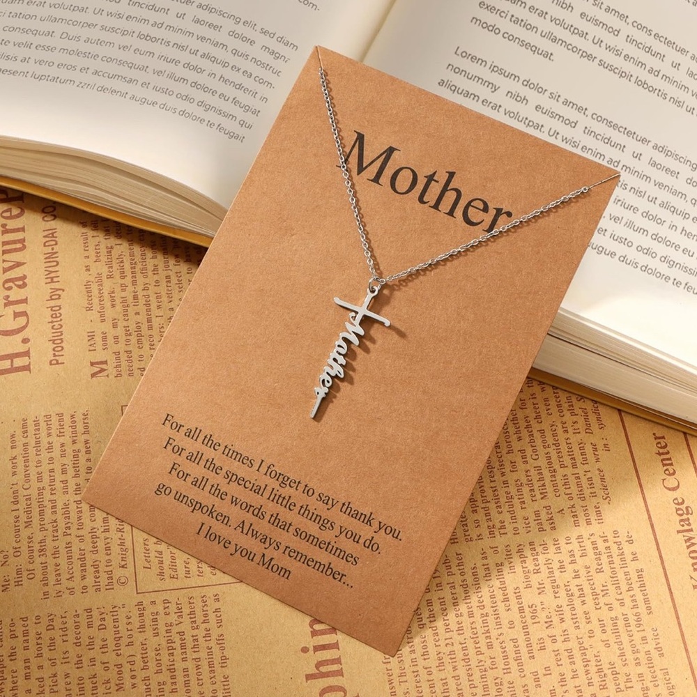 Mother Script Pendant Necklace - Silver